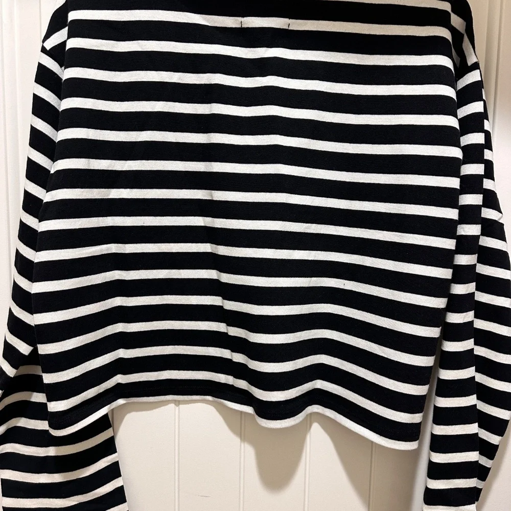 J. Crew Black and White Striped Long Sleeve Tee